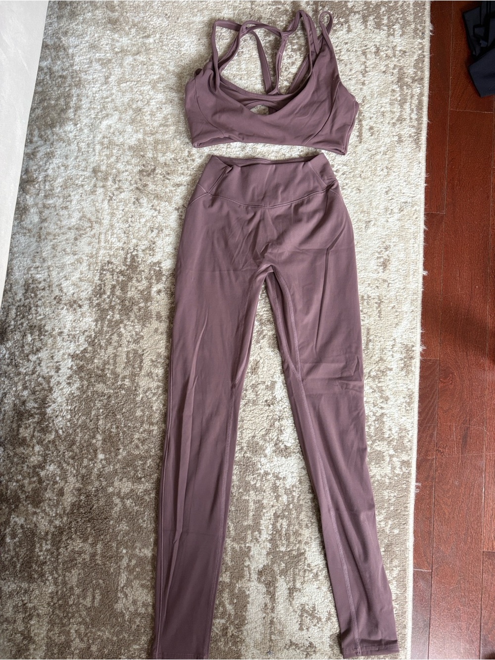 Alphalete Everyday Core Legging and Mia Mesh Bra Set in Mauve